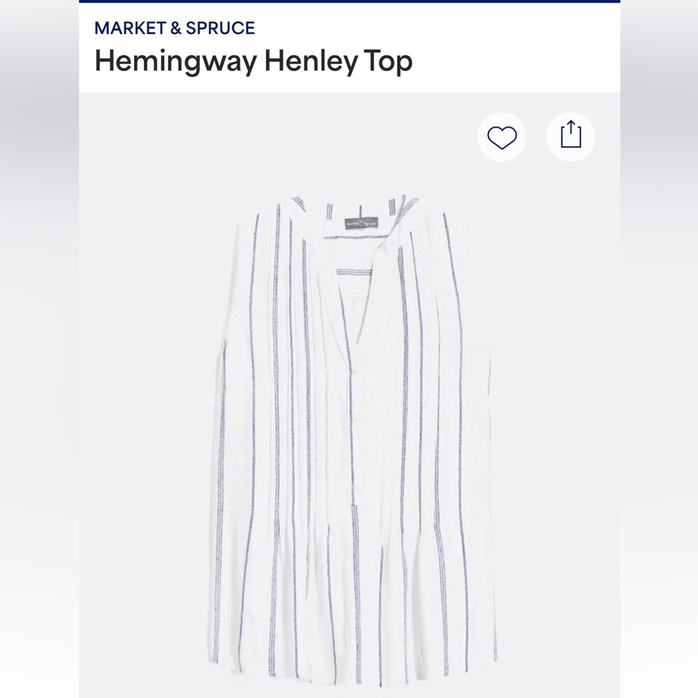 Market & Spruce White and Navy Striped Sleeveless Top